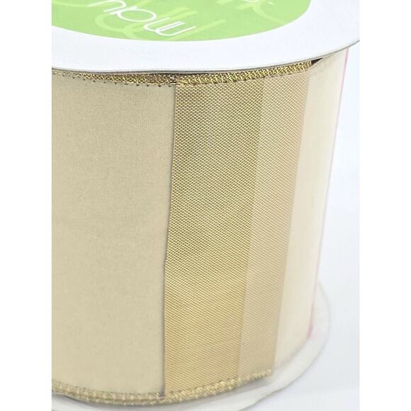 3- Ivory 4in Velvet Ribbon with Gold Backing 10yd The Ribbon Resource May Arts - Picture 12 of 12